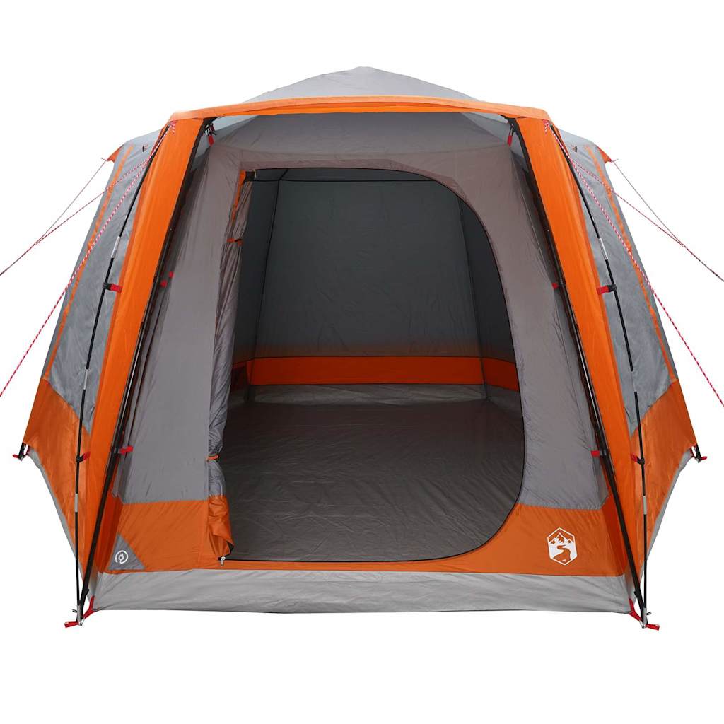 Camping Tent Hut Gray and Orange 420 X 420 X 227 Cm Polyester