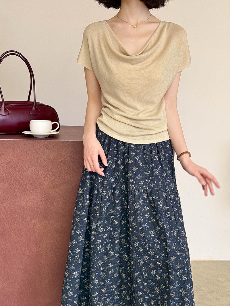 

Летний женский облегающий топ с короткими рукавами Juzhi Swing Collar One Size