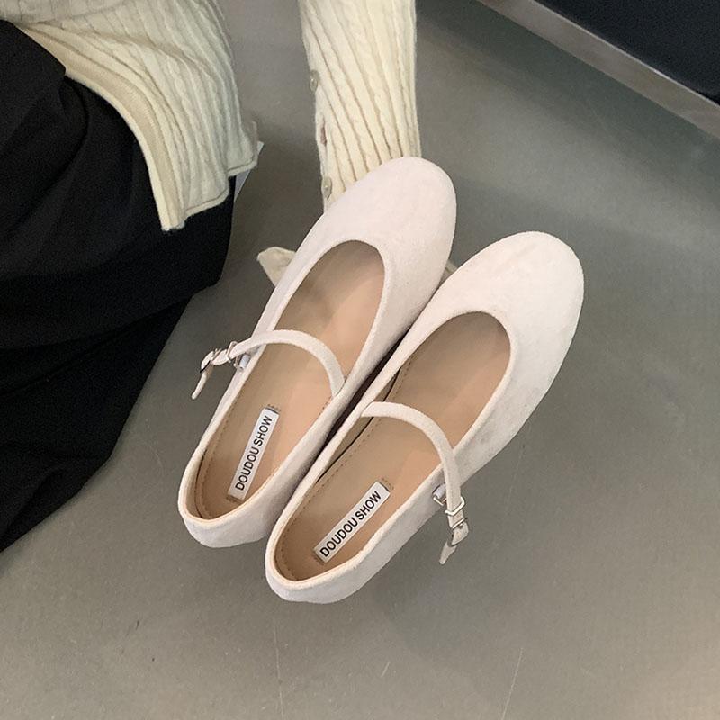 

Модная Новинка 2025 Обувь Неглубокие Женские Балетки Танцевальная Обувь Женская Пряжка Ремешок Модные Круглый Носок Женские Балетки Мэри Джейн Обувь 35 бежевый