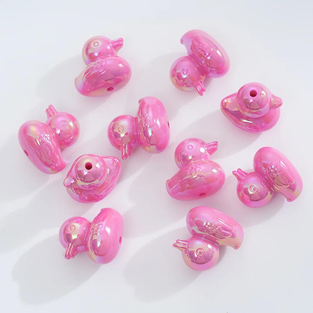 DW11 5pcs Personality Style Cartoon Cute Colorful 3D Duck Beads Cartoon Beads DIY Jewelry Diy Chain Bracelet Pendant Accessories