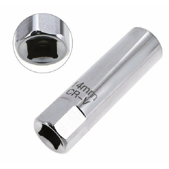 1 Pcs 14mm Magnetic Spark Plug Socket Thin Wall 3/8" Drive 12 Point Removal Tool