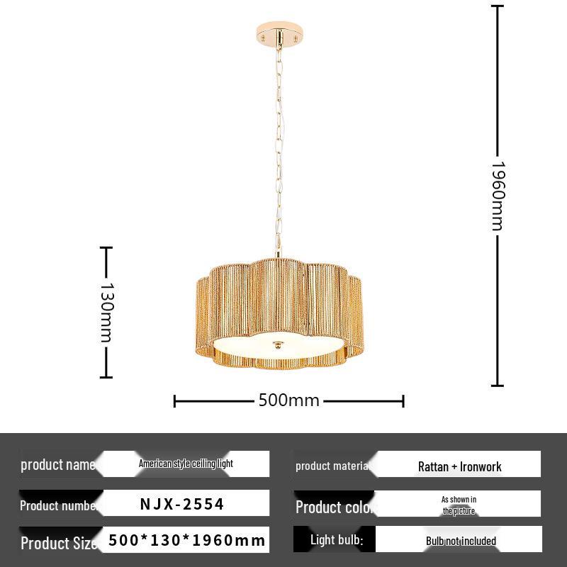 Bohemian Rattan Ceiling Light for European-Style Bedrooms & Hallways