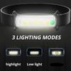 Ulepszona przenośna wersja Mini latarka czołowa USB akumulatorowa wodoodporna lampa kempingowa zewnętrzne światła wędkarskie światło robocze