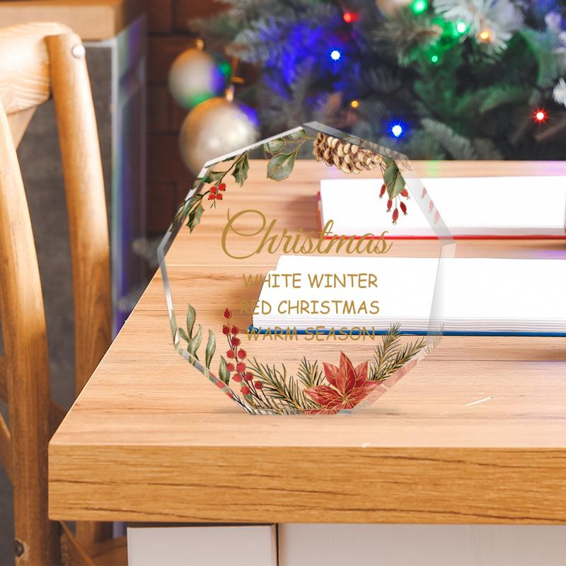 Weihnachtsgeschenkdekoration für Freunde und Verwandte Neunseitige Kristall-Acryl-Dekoration