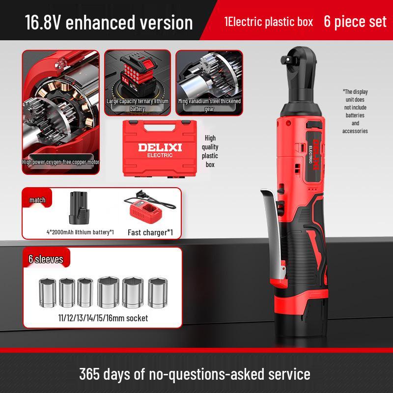 Delixi Electric 90° Right Angle Ratchet Wrench, High Torque Lithium Battery Tool, Professional Grade