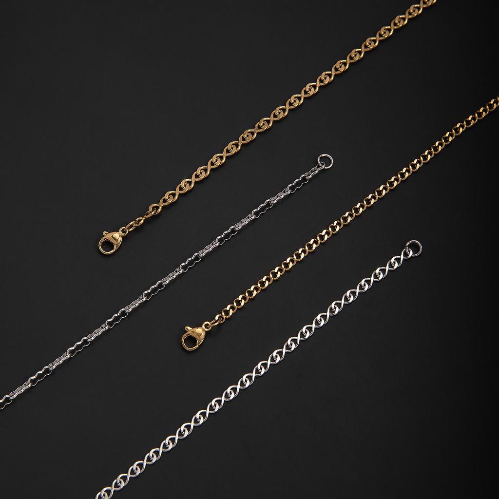 Elegant Minimalist Stainless Steel Figure-Eight Necklace - Bright Texture, Versatile Layering Chain
