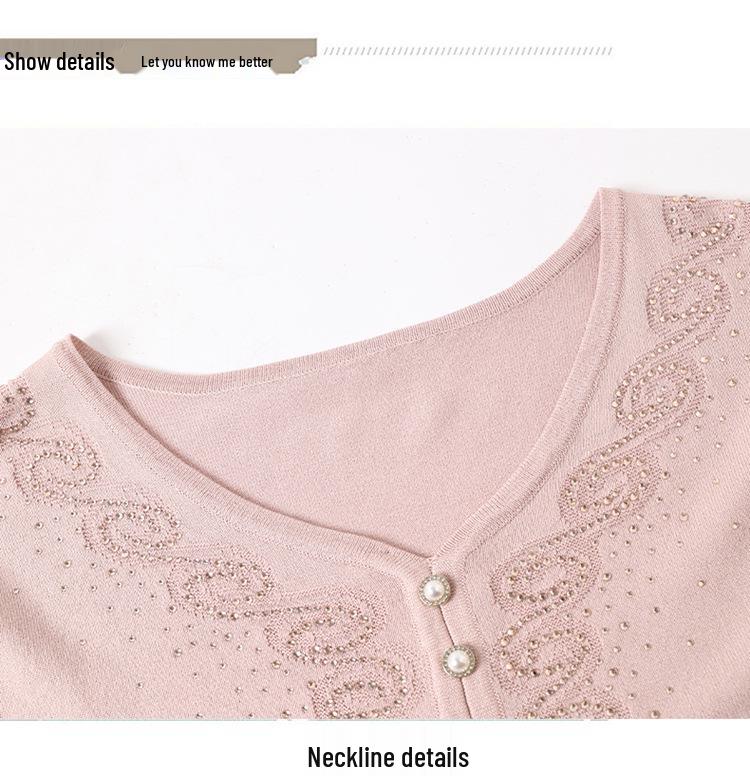 Mom's 2026 Spring Gauze Sleeve Knit Top Set for Middle-Aged & Elderly Women