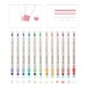 6pcs Color Stamp Pen Set Seal Paint Dual-side Brush & Highlighter Liner Art Marker for Drawing
