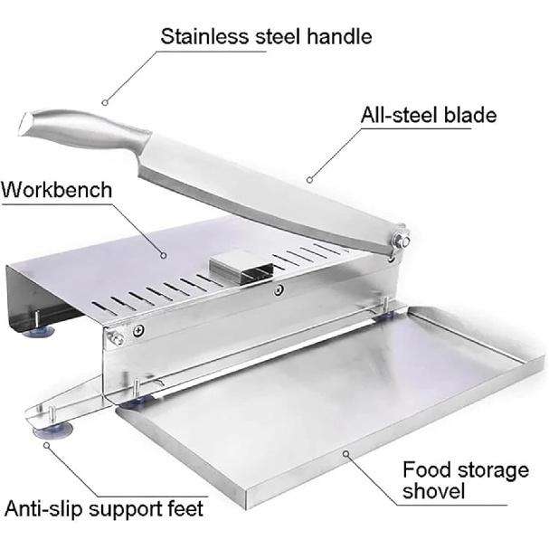 Manual Bone Meat Slicer, Stainless Steel Cutter Machine with 110Inch, Rib Fish Chicken Beef Cutting Machine for Home Cooking and Commercial