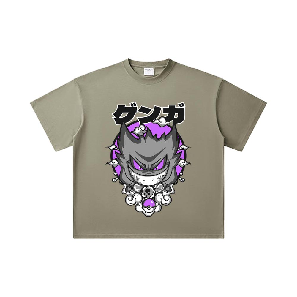 260 GSM Double Yarn 32 Count 100% Cotton Pokemon V10 Gengar Print Unisex Heavy Cotton T Shirt