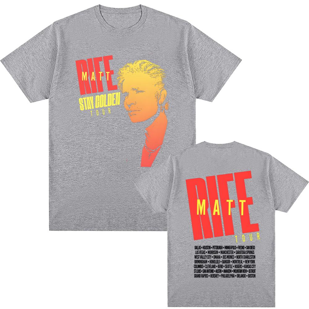 Stay Golden Tour Černé tričko Matt Rife Stejné jako na oficiálních webových stránkách Léto 2025 100% bavlněné tričko Pohodlná Vysoce kvalitní trička