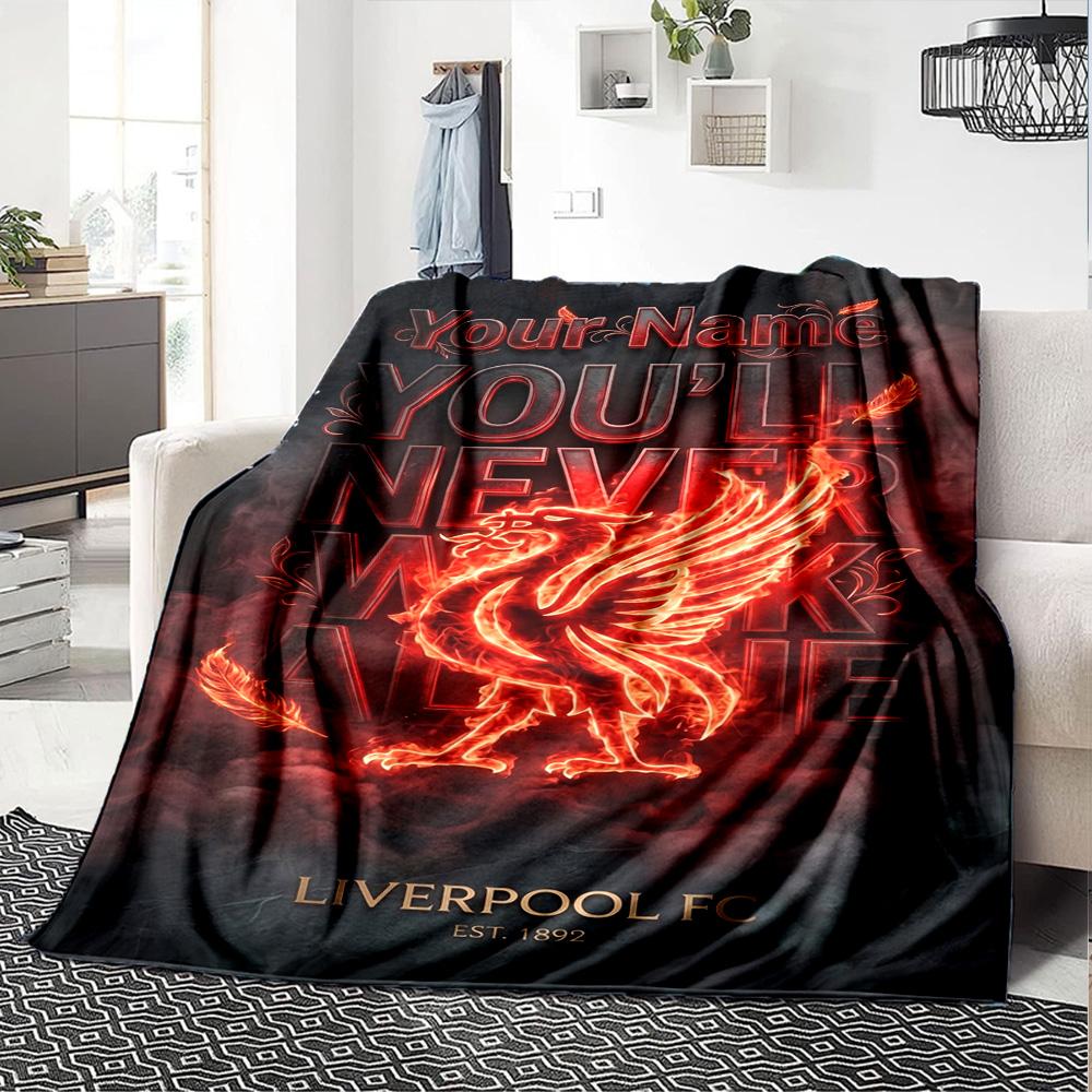 Liverpool Personalized Name Blanket Gift Personalized Blanket Durable Comfort Throw For Picnics Livingroom Living Room Sofa All-Season Use