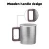 Titanium Camping Cup Pure Ti Travel Mug Wooden Handle 300ml/450ml Outdoor Portable Large Beer Mug