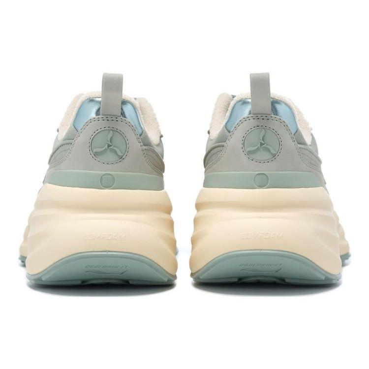 Li-Ning 1990 Cloud Dress Comfortable Versatile Shock Absorption Wear-Resistant Rebound Low-Top Running Shoes Women sneaker Light-Green ALJT064-2