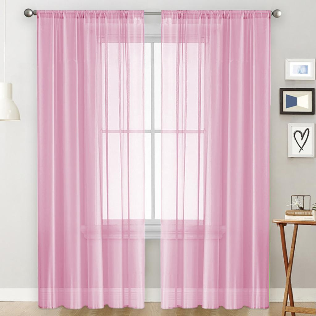 Einfarbige Stangentaschen-Gardinen, lichtdurchlässig, Sichtschutz-Vorhänge, UV-Schutz, Fensterdekoration, Wohnzimmer, Schlafzimmer