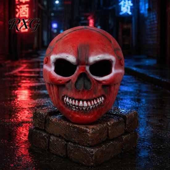Full Face Halloween Mask Blood Skull Mask, Adjustable Elastic Strap Party Lightweight Adult PU Foam Horror for Cosplay Decoration Snap Button