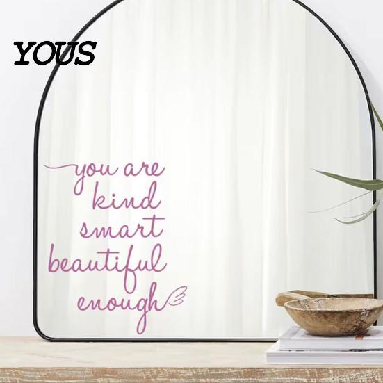 Removable Glass Decor for Home Inspirational Quote Decals Mirror, Motivational Saying Affirmation Stickers, Waterproof Static Cling Mirror Stickers