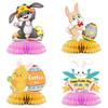 Set Of 4, Easter Party Decoration Rabbit Egg Honeycomb Ball Ornament Tabletop Arrangement Honeycomb Table Swing