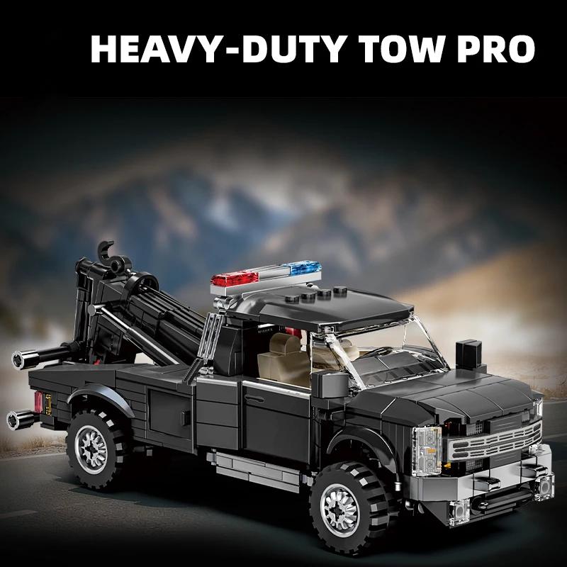 Puzzle assembled building blocks City Series Heavy-Duty Transport Vehicles, American Police Trailers, Engineering Vehicles