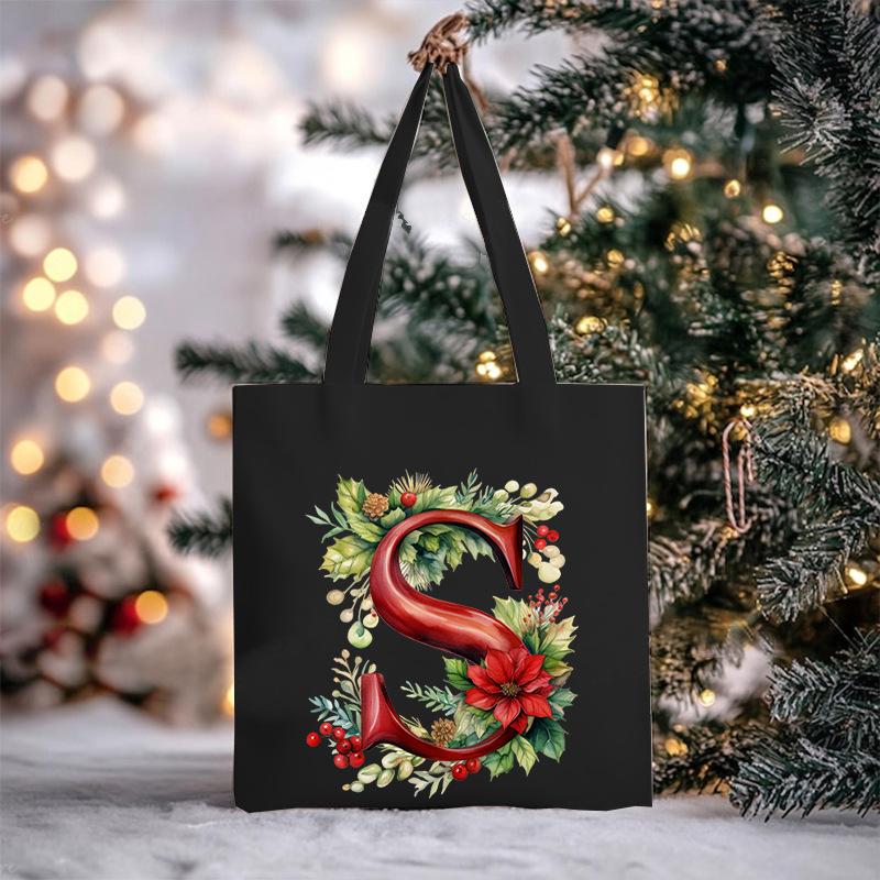 Christmas letter flower print niche trend tote bag shoulder bag