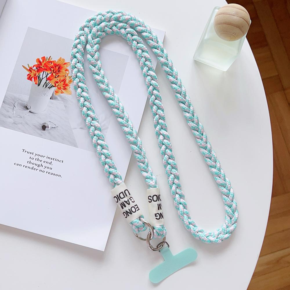 Three-Strand Braided Long Lanyard Crossbody for Phone Universal Colorful Hanging Rope Anti-Lost Strap for Mobile Cell Phone