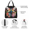 Colorful Dragonfly With Flower Insulated Lunch Bag for Women Kids Leakproof Food Boxes Thermal Lunch Box Tote