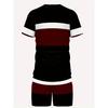 Fashionable Men's Summer Spliced Printed Pattern Breathable Round Neck T-shirt Shorts Set Outdoor Casual Two-piece Set