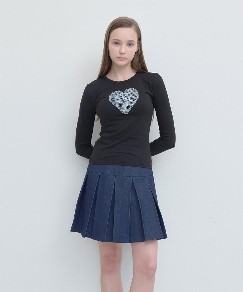Pisis Denim Pleated Skirt_Blue
