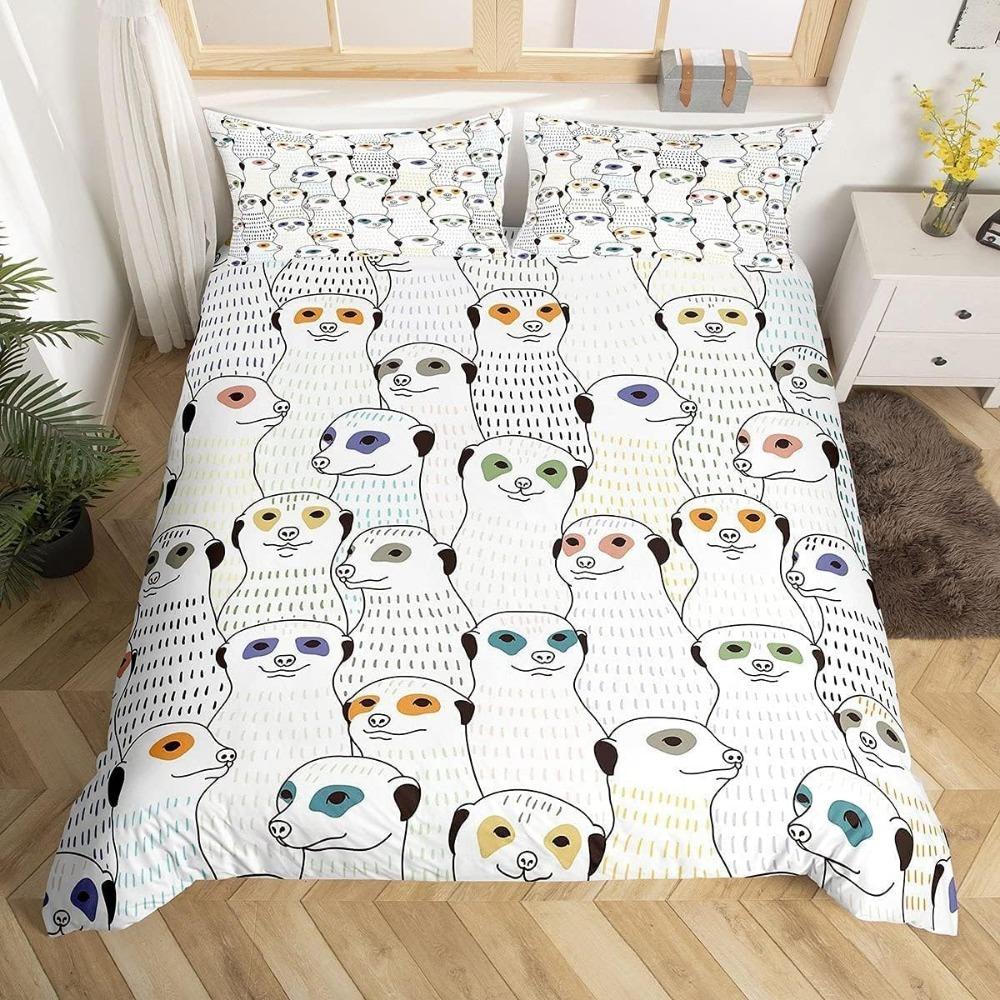 Cute Little Panda Patterned Bed Sheet Set, Children's Animal Bedroom Decoration Bed Sheet Set, Boys' Printed Duvet Cover Set