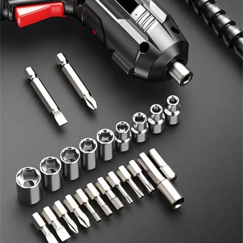 Multifunctional Electric Screwdriver Set, Portable Cordless Power Tool with LED Light for Home