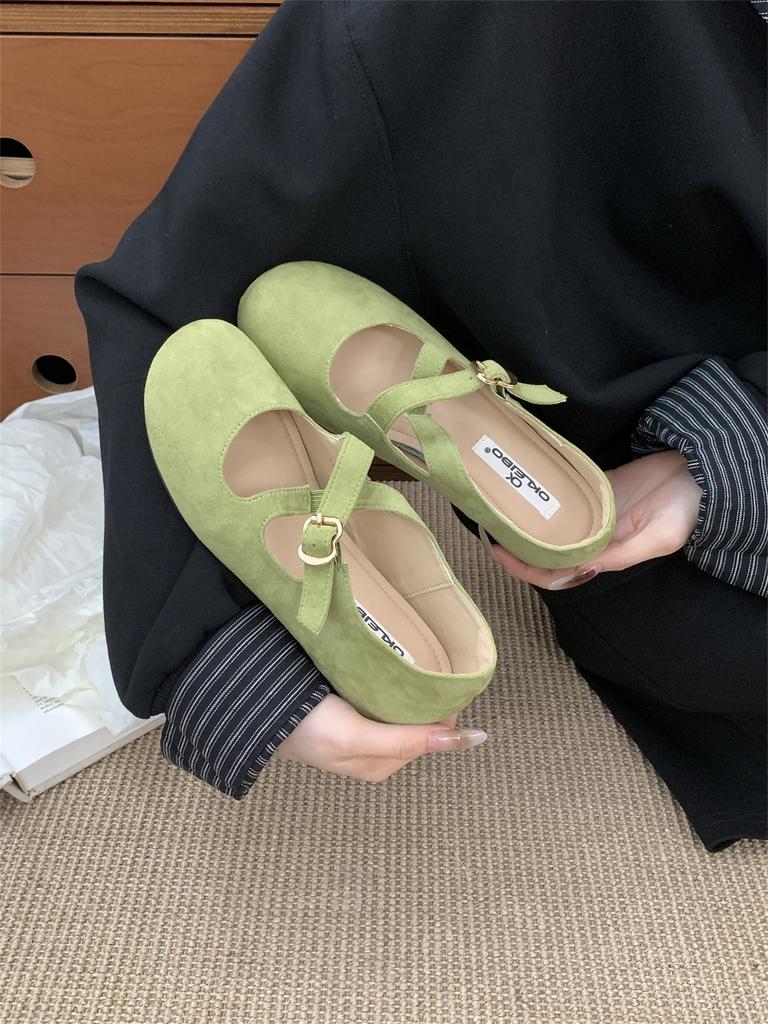 French cross-buckle flat-bottomed fashion Mary Jane women's versatile commuter flat-bottomed ballet shoes round head shallow mouth single shoes
