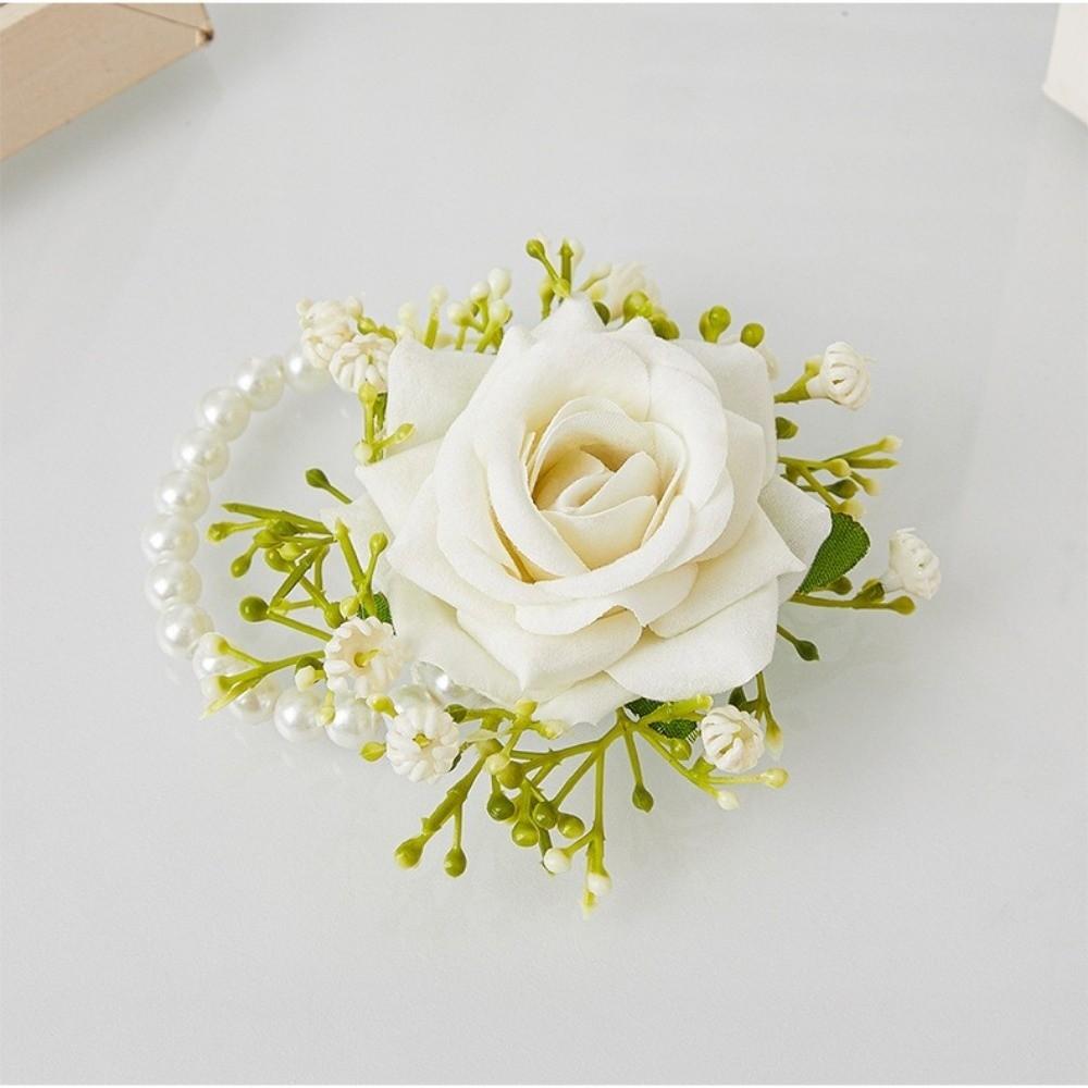 Seidenrosen-Anstecker Handgefertigte Handgelenksblume Elegante Hochzeitsbrosche Hochzeitszubehör