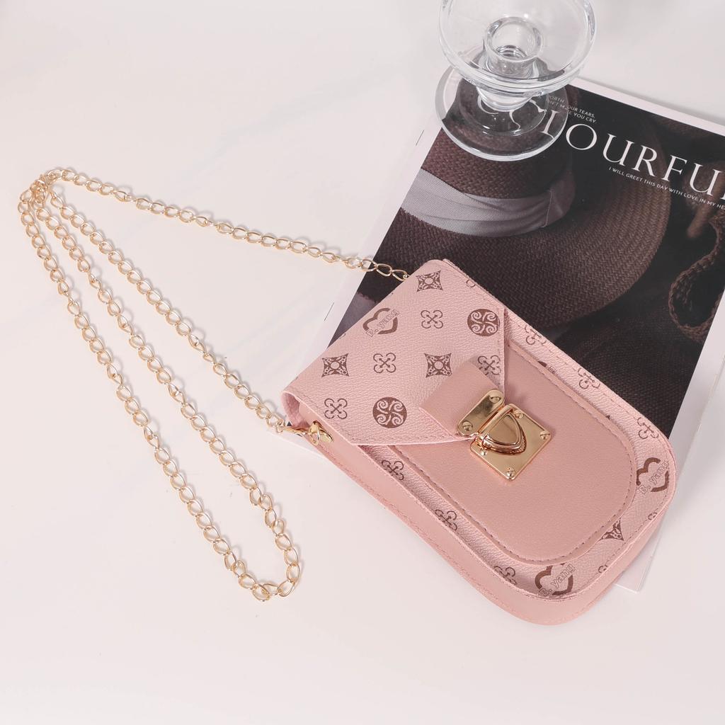 JYL TS Women's Sling Bags  Flower Bag 072 Crossbody PU Retro Chain Phone Bag