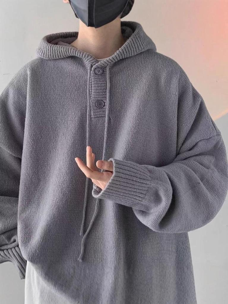 Men's Loose Knit Hooded Turtleneck Sweater - Japanese Retro Student Style for Spring and Autumn