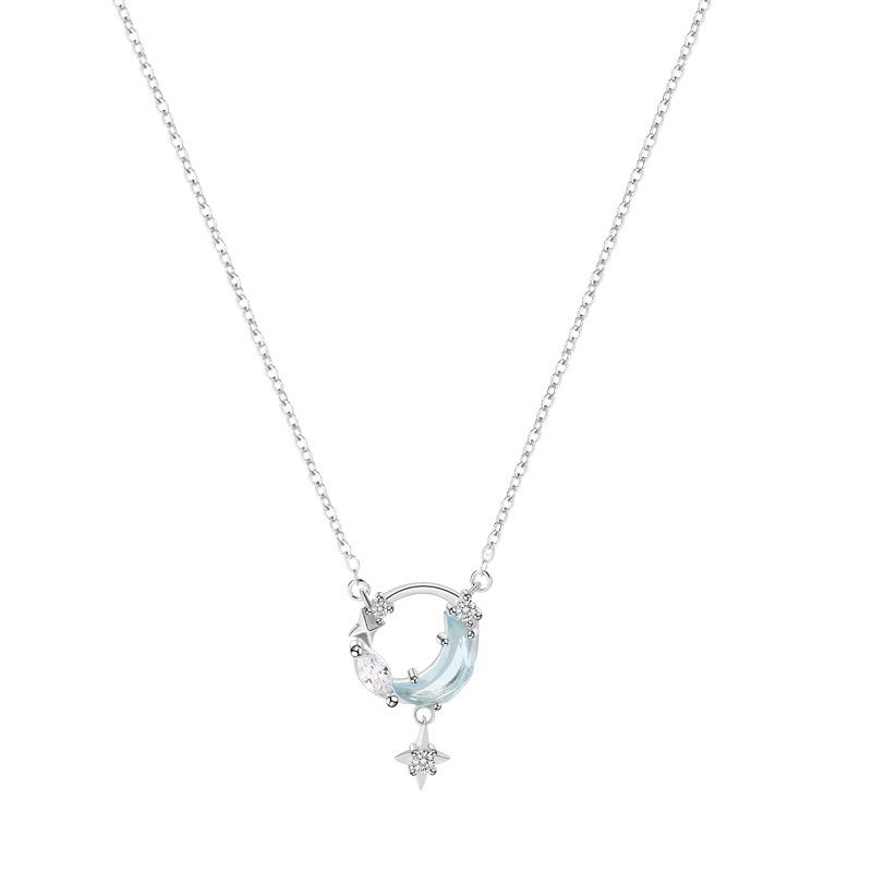 Dream Chasing Galaxy Necklace Girls Zircon High Sense Star Moon Jewelry Niche Jewelry Pendant Premium Durable Quality