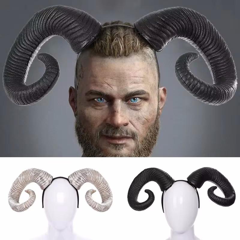 Halloween Headwear Prop Anime Sheep Horn Handmade Sheep Horn Headband Hairband Accessory Demon Evil Gothic Lolita Cosplay