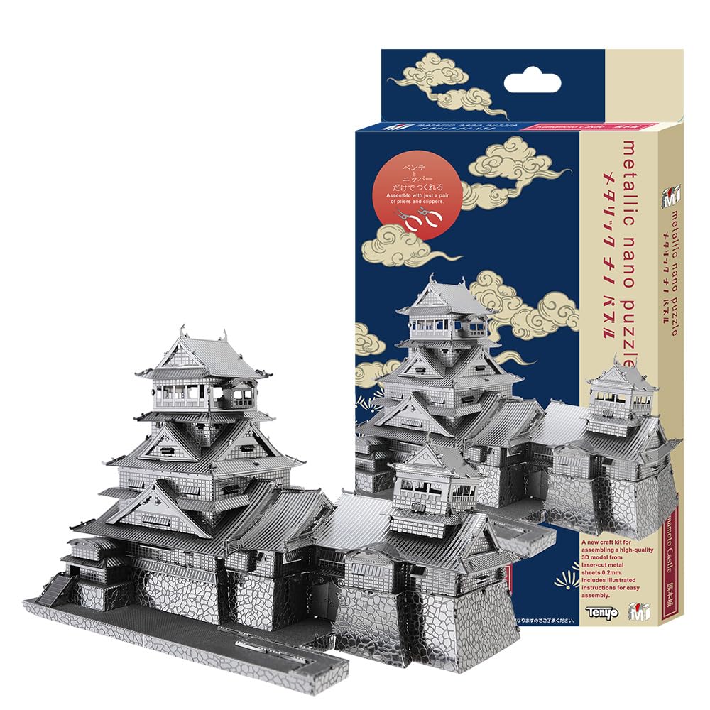 

Tenyo Metallic Nano Famous Castles Historical Buildings Kumamoto Castle Stainless No Glue Laser Craft 3D Model of Three Famous Castles Puzzle, &