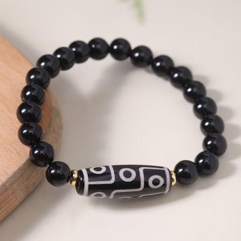 Trendy Ethnic Nine-Eyed Dzi Bead Bracelet for Men & Women: Versatile High-End Accessory