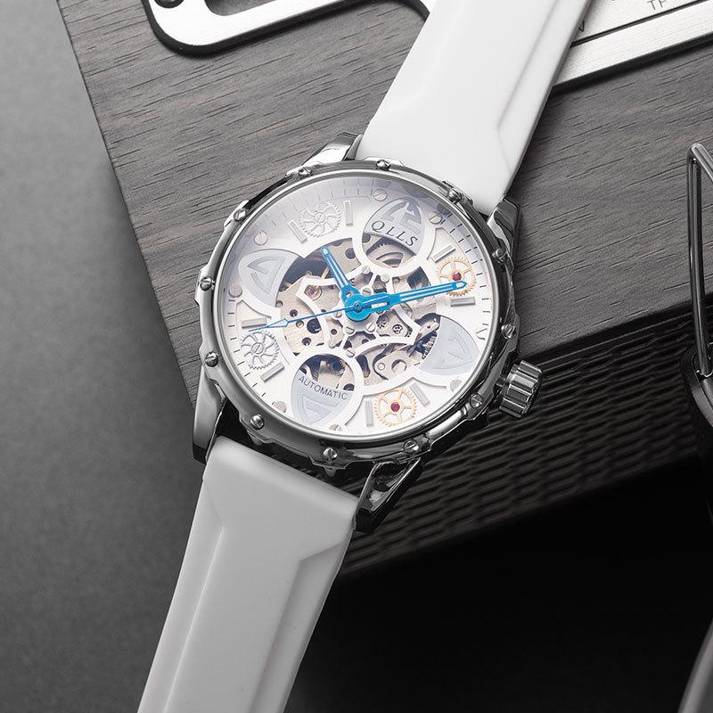 Kilo Time Men's Hollowed-Out Automatic Mechanical Watch with Wormhole Concept & Xenon Design—Stylish for Students