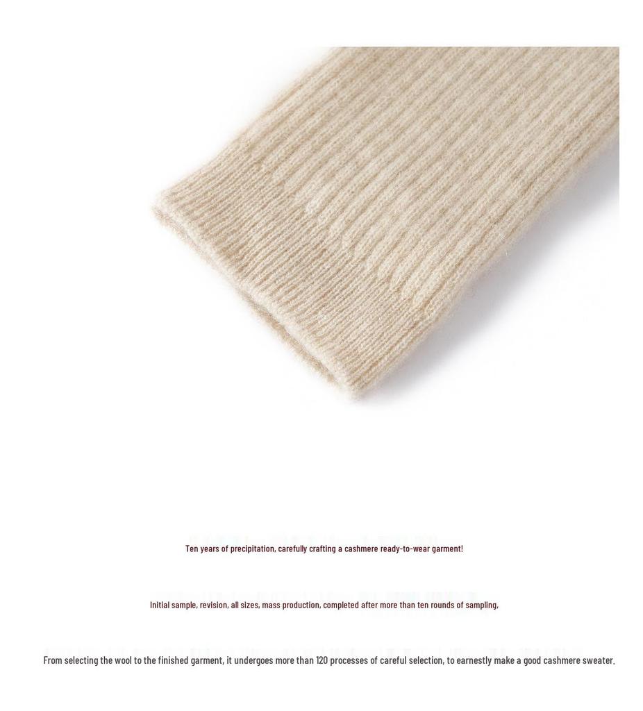 New Women's 100% Pure Cashmere Ribbed Sweater - Half-High Neck, Slim Fit, Soft & Comfortable