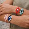 Sweet Adjustable Beaded Bracelet Vintage Fashion Demon Eyes Hand Chain Aesthetic Exquisite Lip Biting Bangle Couple