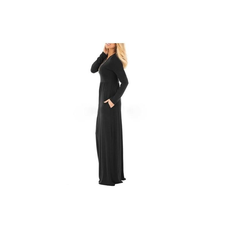 Elegant Women's Casual Long Maxi Dress With Long Sleeves For Evening Parties