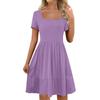 Women's Short Sleeve Square Collar Black Earrings Sexy Short Dress