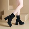 Fashion Suede Super High Heels Women Boots Ankle Chelsea Shoes New Winter Chunky Dress Shoes Party Elegant Pumps Goth Botas Mujer