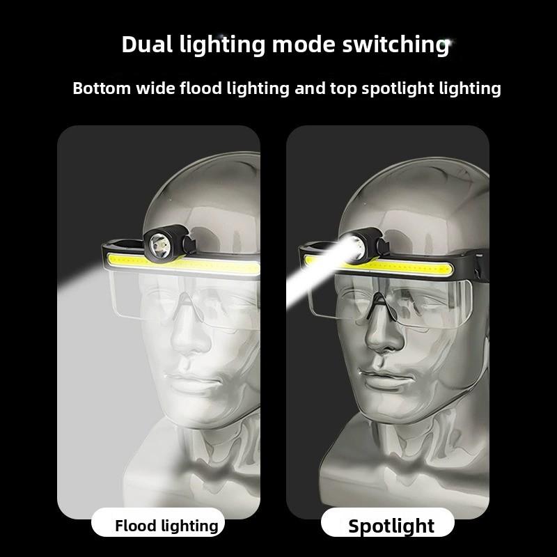 Lampe frontale LED rechargeable par USB pour le cyclisme et la pêche, lampe de tête grand angle