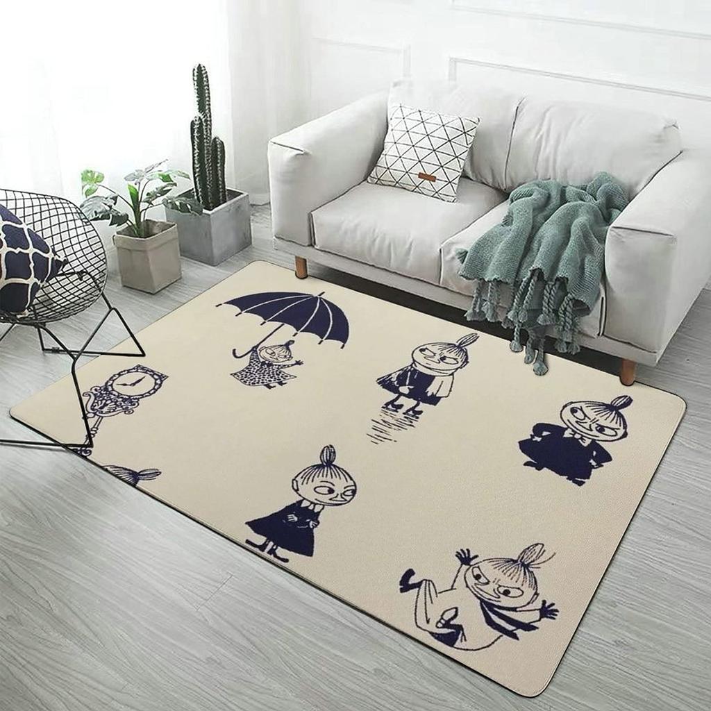 Moomin Washable Dust Mite Odor Stylish Flannel Washable All Nordic 150x100cm Rug, Rug, Non-Slip, Resistant, Antibacterial, Resistant, Fluffy, Rug,