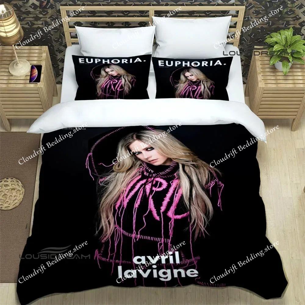 Sängerin A-AVRIL LAVIGNE Druck Bettwäsche Sets Exquisites Bettwaren Set Bettbezug Bettdecke Set Bettwäsche Luxuriöses Geburtstagsgeschenk