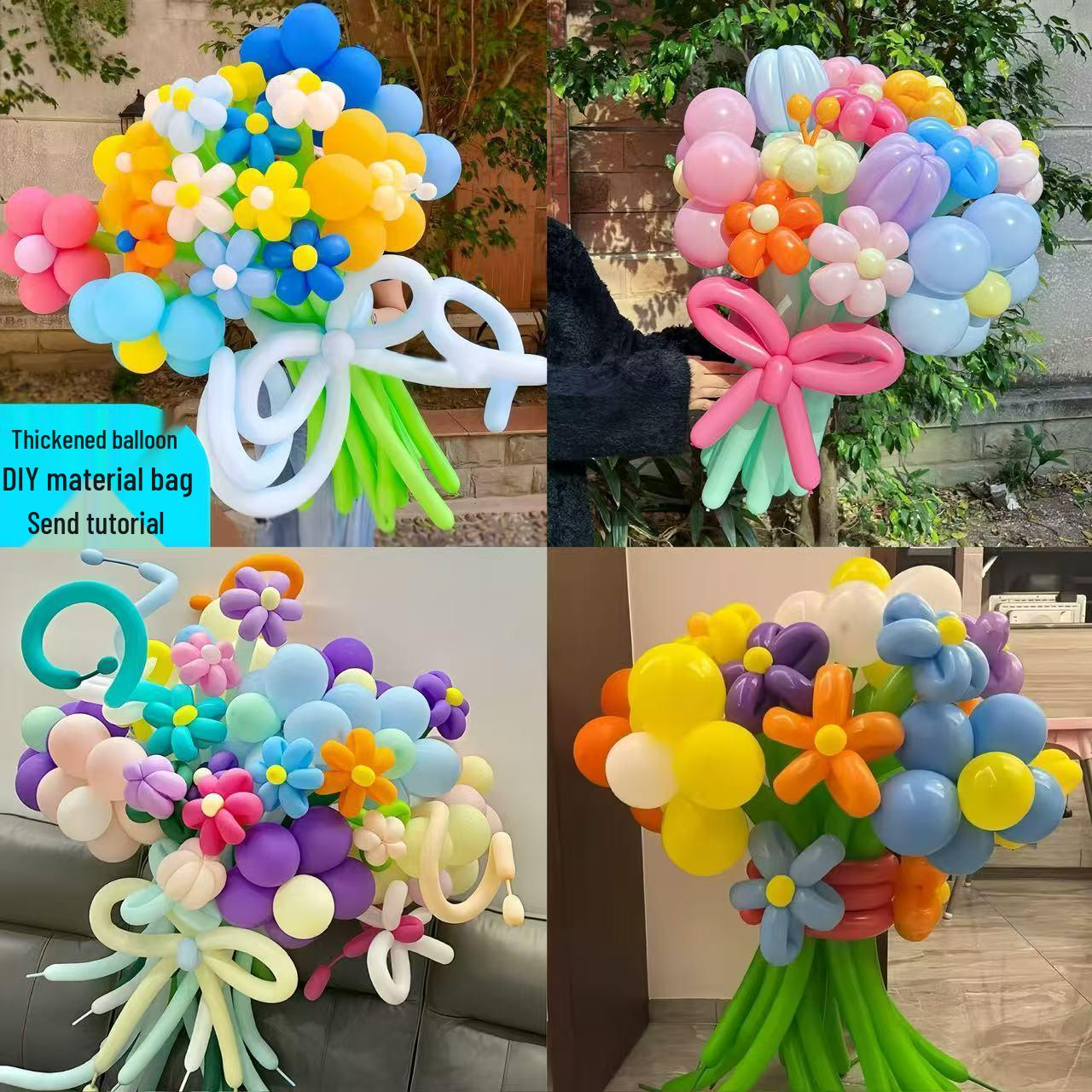 

Набор радужных шаров-букетов - Универсальные длинные шары для креативного плетения и придания формы, Идеально подходят для фотосессий и мероприятий на открытом воздухе, с бесплатной доставкой Matte or Macaron Mix 2 Long + 2 Round