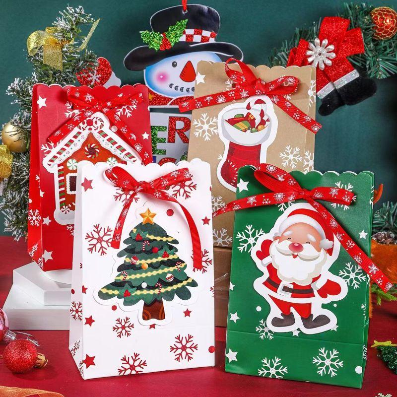 Christmas Gift Box Candy Bag Snowflake Birthday Gift Package Santa Claus Elk Christmas Tree Paper Bag Christmas Decoration