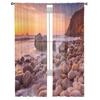 Felsiger Strand von Porth Nanven in Cornwall England bei Sonnenuntergang Chiffon Transparente Vorhänge Wohnzimmer Schlafzimmer Fenster Voiles Tüllvorhang